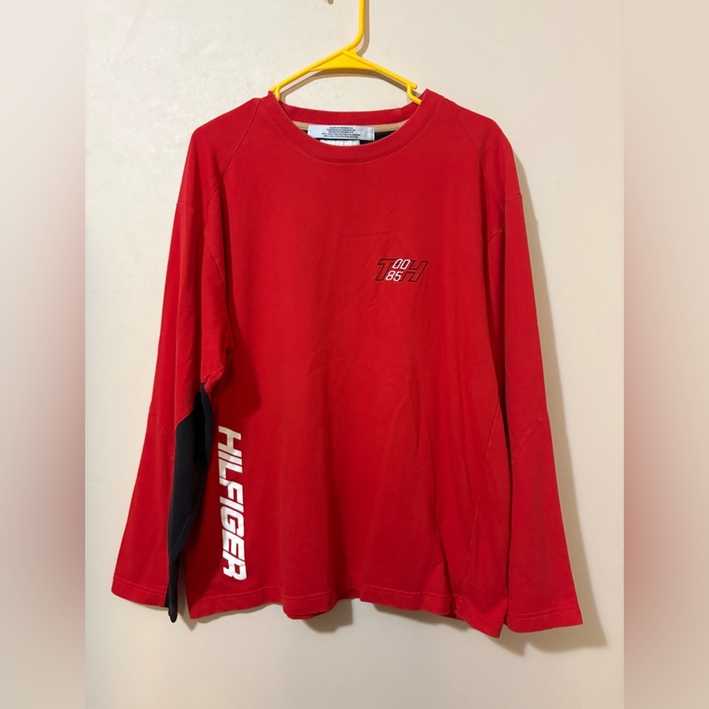 Vintage Y2K Tommy Hilfiger long sleeve shirt men’s large Red